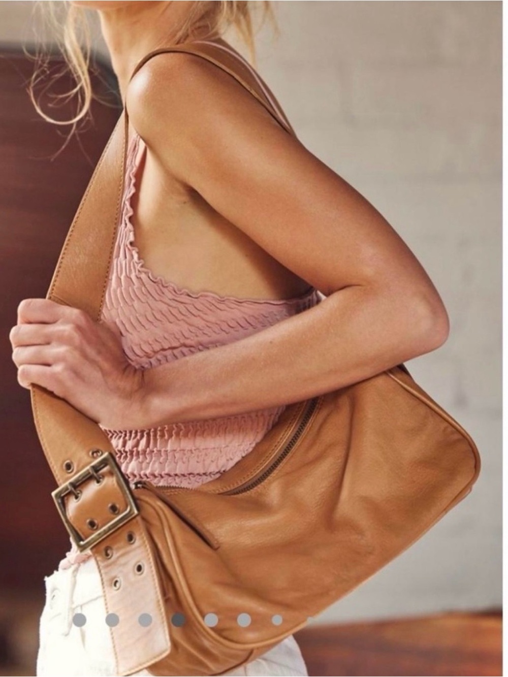 Classic Tan Leather Shoulder Bag - Free People